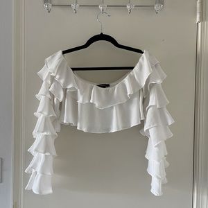 {Forever 21 Ruffled Long Sleeve Crop Top}